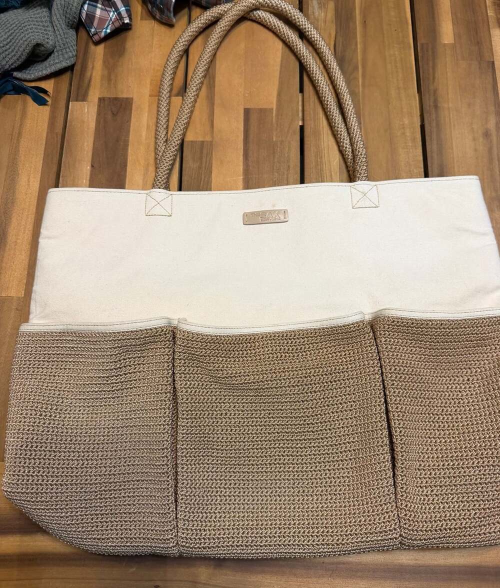 The Sak Canvas And Knit Tote Bag